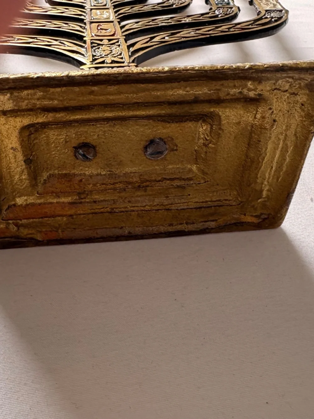 Vtg Israel Brass Enamel Hanukkah Menorah 9 Branch 12 Tribes Judaica Mid-Century